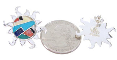Southwest Jewelry Multicolor Sterling Silver Sun Post Earrings AW68303